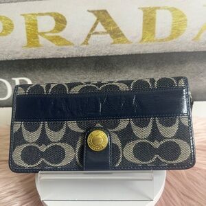 Coach Legacy Denim Blue and Cream Signature Wallet Y2K NWOT